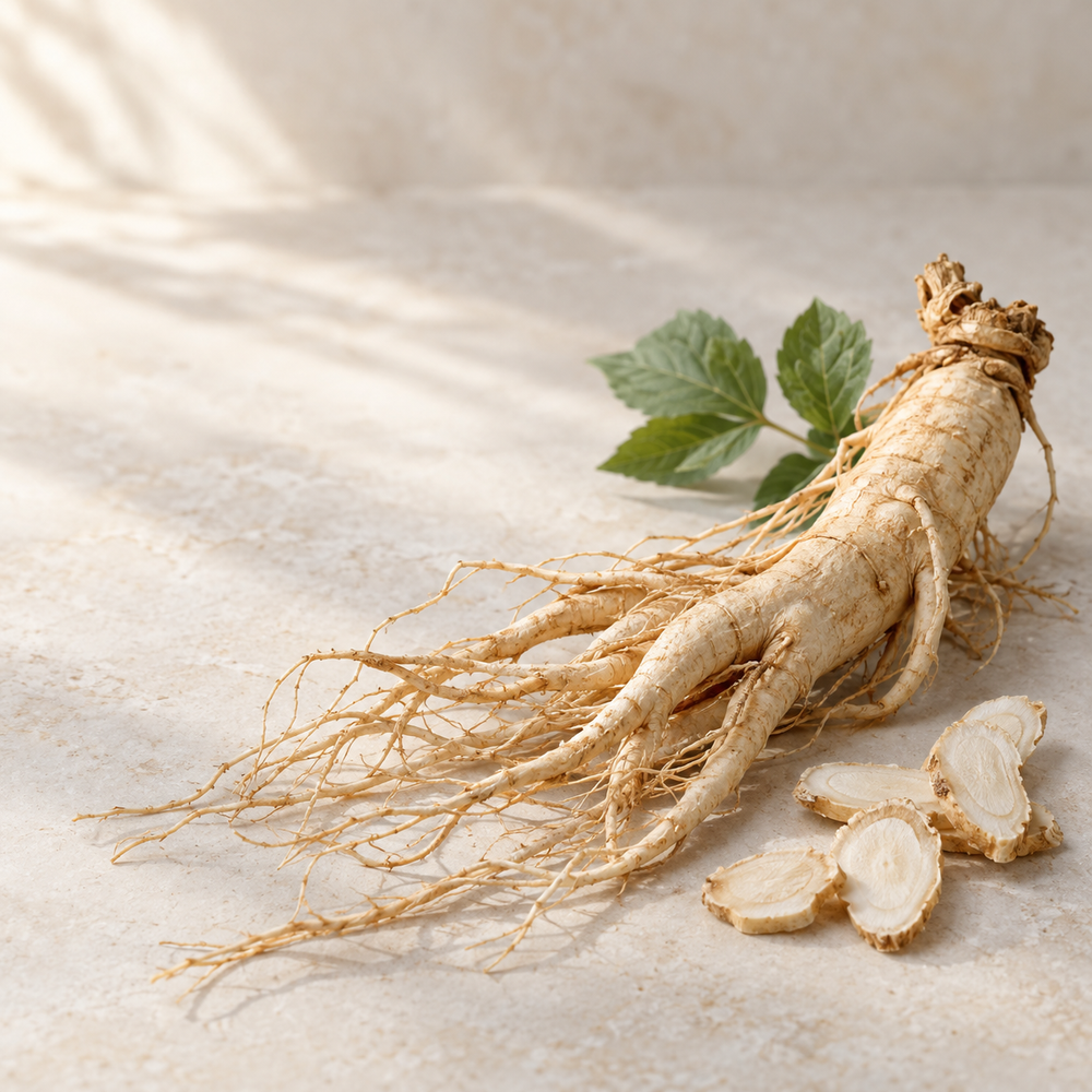 American ginseng root in natural light