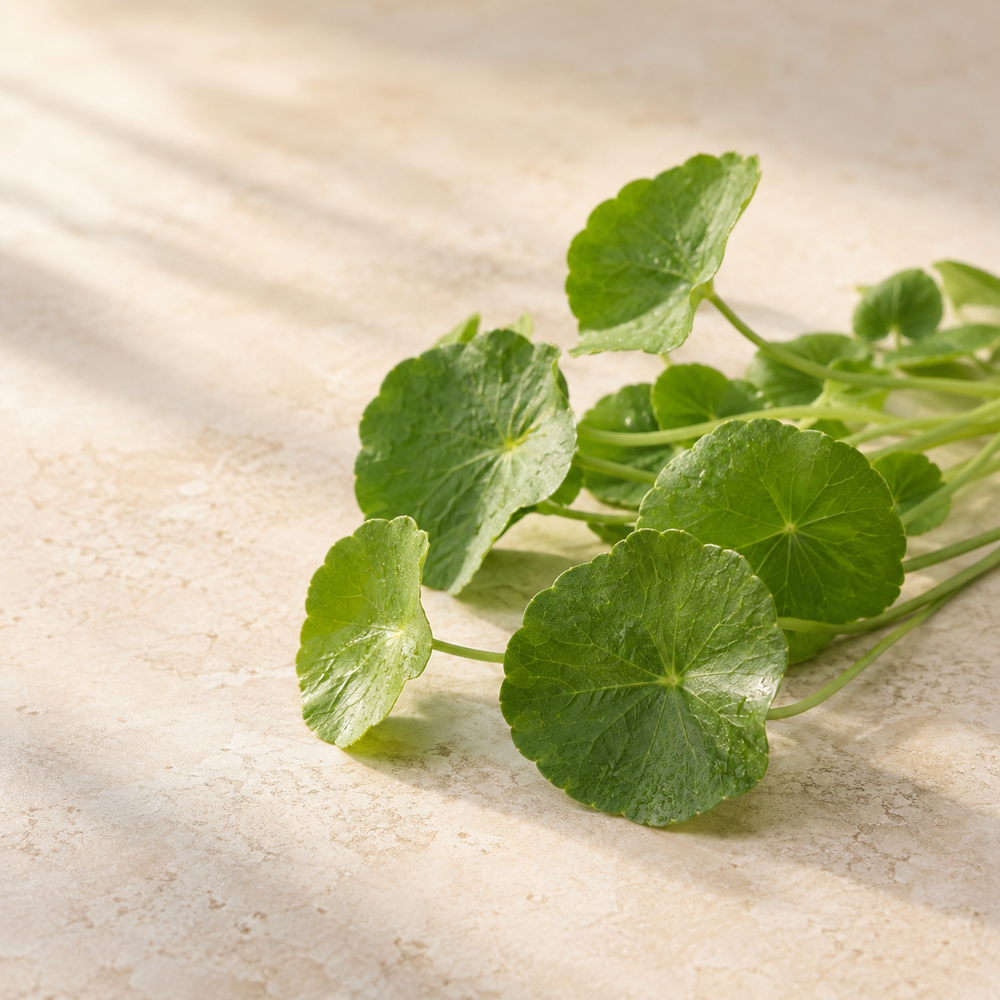 Centella asiatica leaves in natural light
